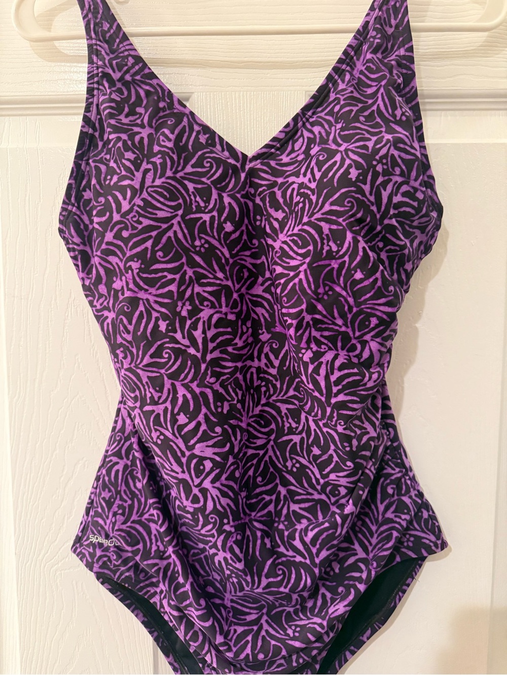 Speedo Purple Leaf-Print One-Piece Swimsuit - Picture 3 of 9